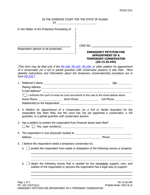 Form PG-102  Printable Pdf
