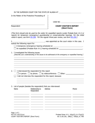 Form PG-275 Court Visitor&#039;s Report (Short Form) - Alaska