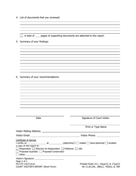 Form PG-275 Court Visitor&#039;s Report (Short Form) - Alaska, Page 2