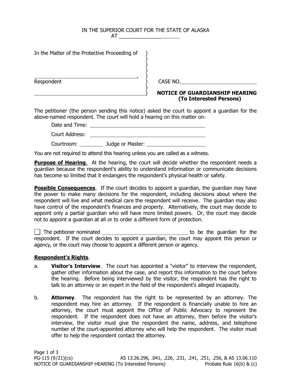 Form PG-115 Download Fillable PDF or Fill Online Notice of Guardianship ...