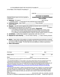 Form PG-751 &quot;Petition to Transfer Guardianship/Conservatorship Into Alaska&quot; - Alaska