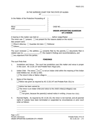Form PG-625 Order Appointing Guardian of a Minor - Alaska