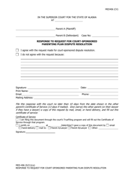 Form MED-406 &quot;Response to Request for Court-Sponsored Parenting Plan Dispute Resolution&quot; - Alaska