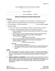 Form MED-407 &quot;Order for Parenting Plan Dispute Resolution&quot; - Alaska