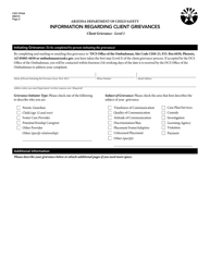 Form CSO-1016A Information Regarding Client Grievances - Client Grievance - Level 1 - Arizona, Page 2