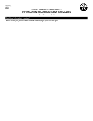 Form CSO-1016A Information Regarding Client Grievances - Client Grievance - Level 1 - Arizona, Page 3