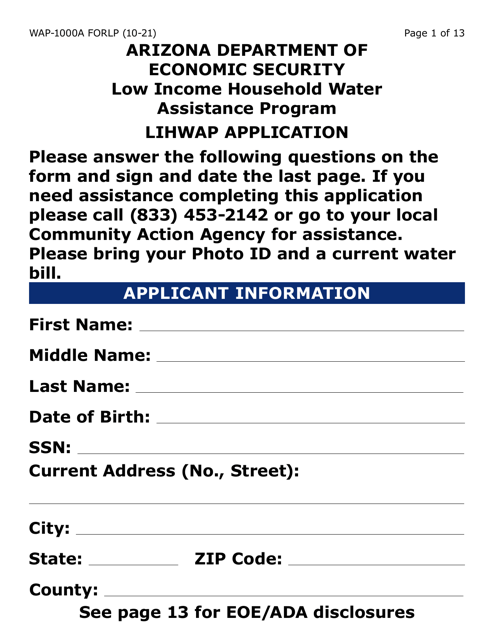 Form WAP-1000A-LP  Printable Pdf