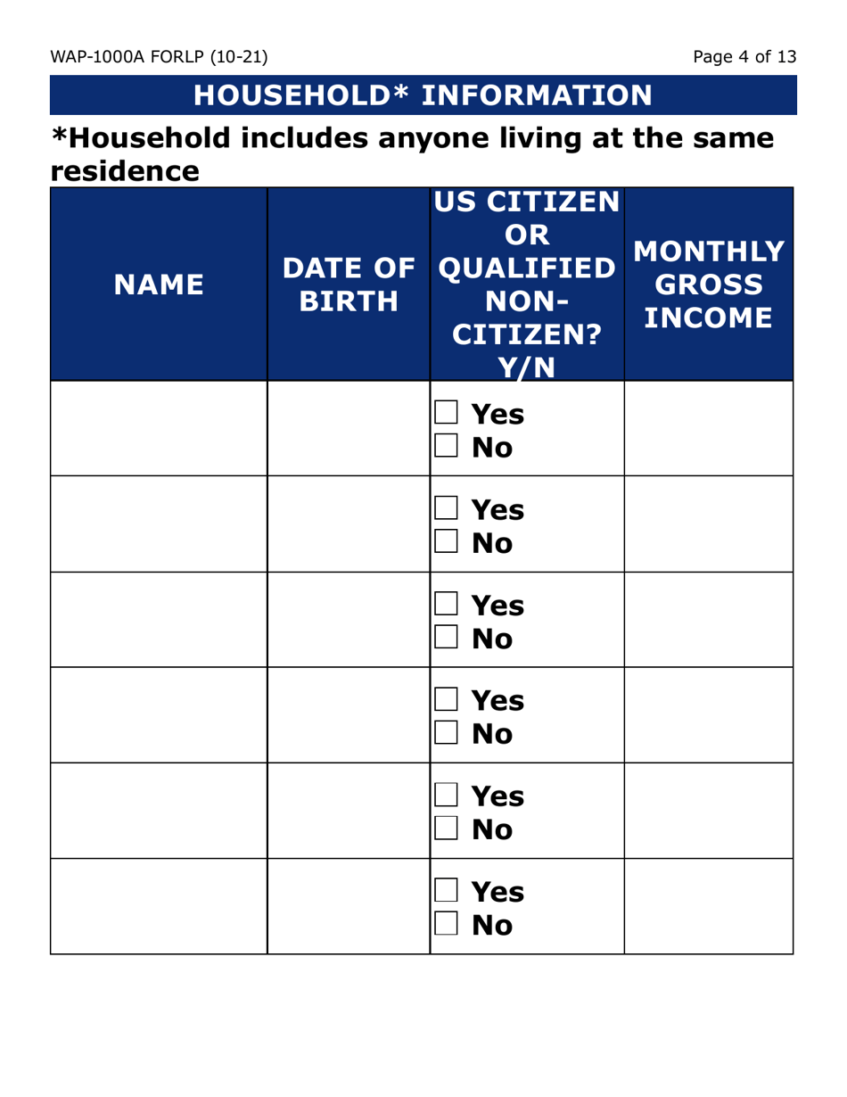 Form WAP-1000A-LP Lihwap Application (Large Print) - Arizona, Page 4