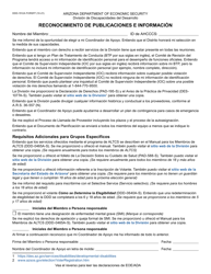 Formulario DDD-1512A-S Reconocimiento De Publicaciones E Informacion - Arizona (Spanish)