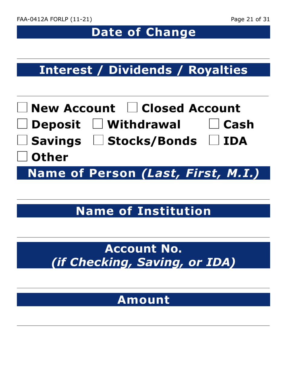 Form FAA-0412A-LP Change Report (Large Print) - Arizona, Page 21