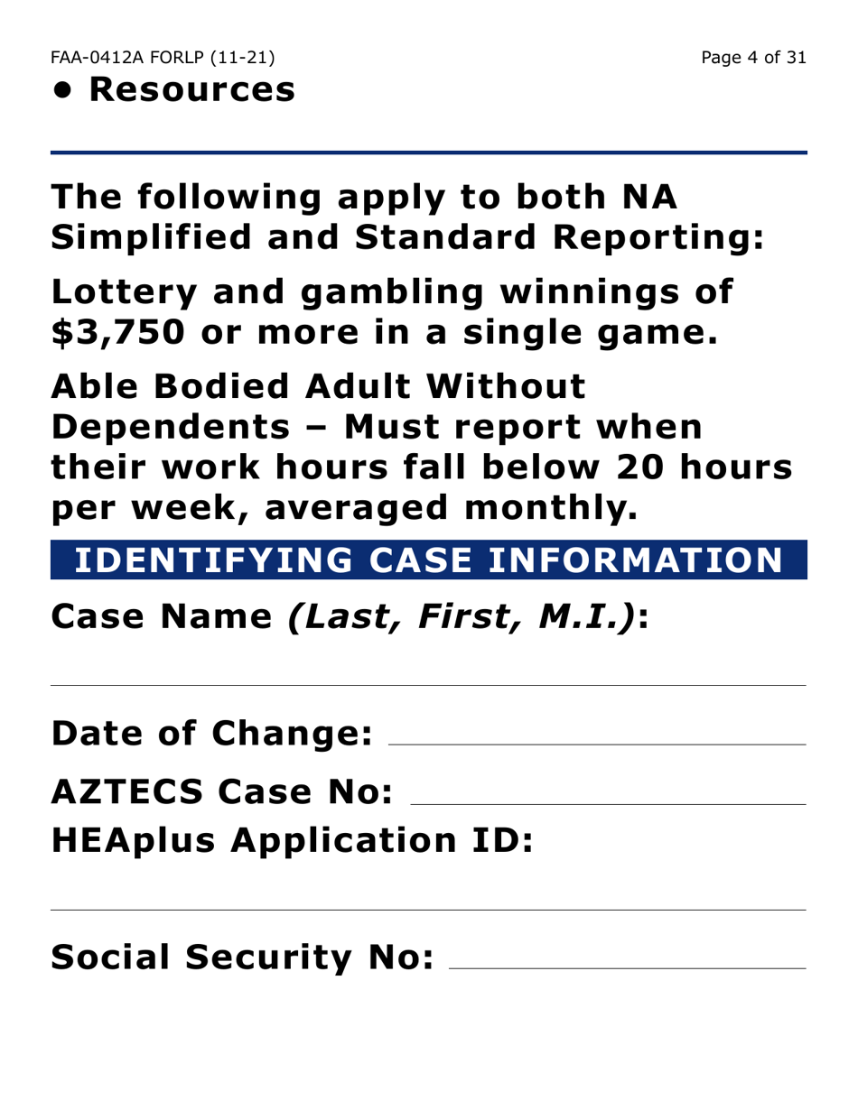 Form FAA-0412A-LP Change Report (Large Print) - Arizona, Page 4