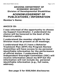 Form DDD-1512A-LP Acknowledgment of Publications/Information (Large Print) - Arizona