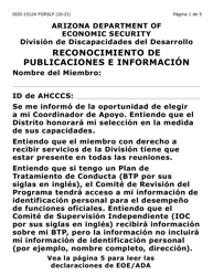 Document preview: Formulario DDD-1512A-SLP Reconocimiento De Publicaciones E Informacion (Letra Grande) - Arizona (Spanish)