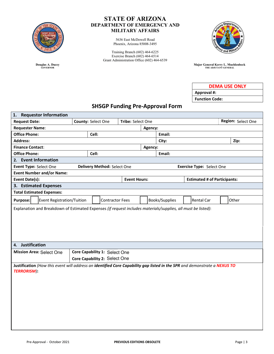 Shsgp Funding Pre-approval Form - Arizona, Page 3