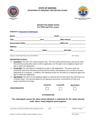 Document preview: Request for Egrant Access for Pdm and Fma Grants - Arizona