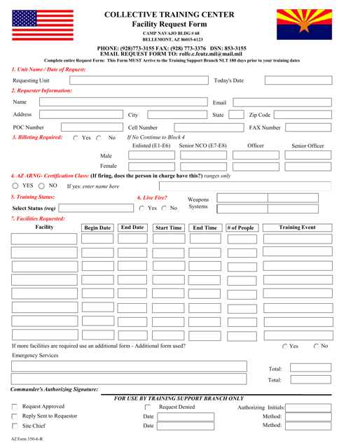 AZNG Form 350-6-R Facility Request Form - Arizona