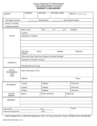 Form RM013 &quot;Property Loss Report&quot; - Arizona