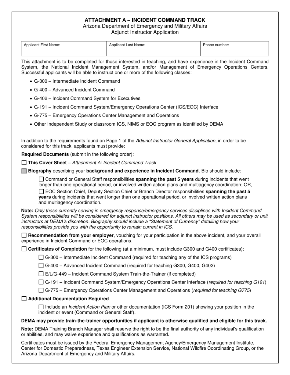 Attachment A Incident Command Track - Arizona, Page 1