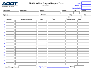 Form SP-101 Vehicle Disposal Request Form - Arizona, Page 2