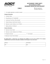 Document preview: Form 53-1002 Authorized Third Party Servicearizona (Saz) Business Registration Request - Arizona
