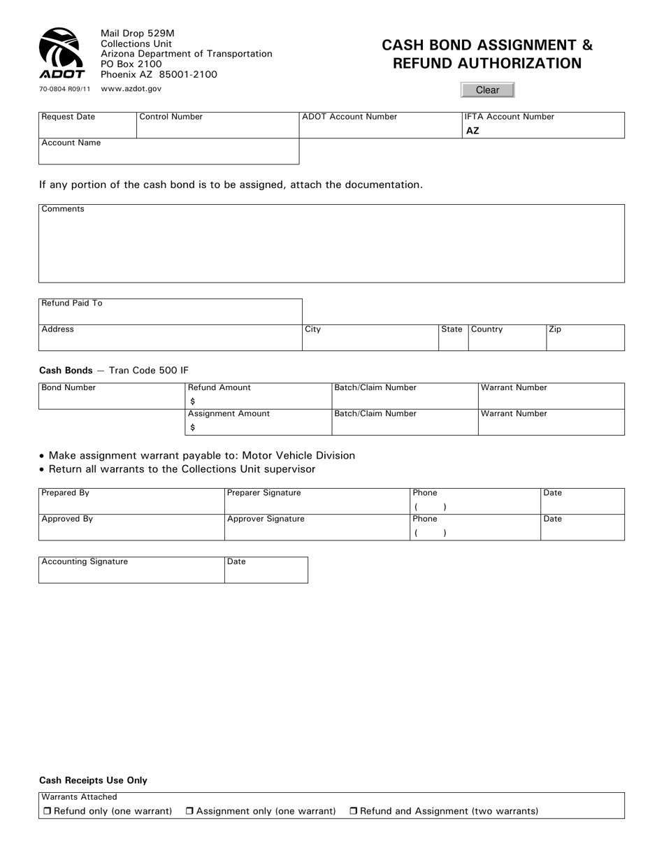 Form 70-0804 - Fill Out, Sign Online and Download Fillable PDF, Arizona ...
