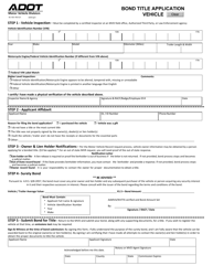 Form 40-1001 &quot;Bonded Title Application - Vehicle&quot; - Arizona
