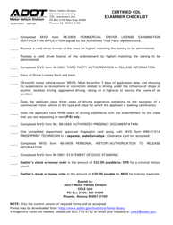 Document preview: Form 96-0903 Certified Cdl Examiner Checklist - Arizona