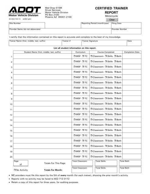 Form 96-0662  Printable Pdf