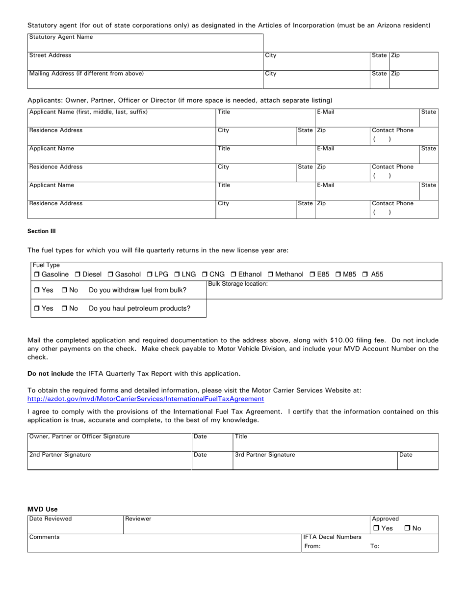 Form 96-0430 Ifta / Irp Account Changes Application - Arizona, Page 2