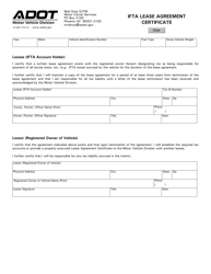 Document preview: Form 70-0901 Ifta Lease Agreement Certificate - Arizona