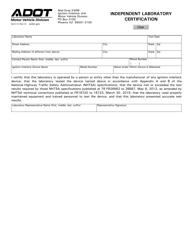 Document preview: Form 96-0172 Independent Laboratory Certification - Arizona