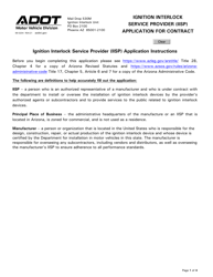 Document preview: Form 99-0204 Ignition Interlock Service Provider (Iisp) Application for Contract - Arizona