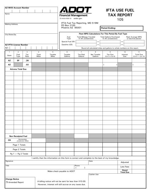 Form 70-4434 Ifta Use Fuel Tax Report - Arizona