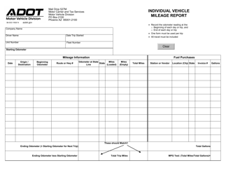Document preview: Form 96-0531 Individual Vehicle Mileage Report - Arizona