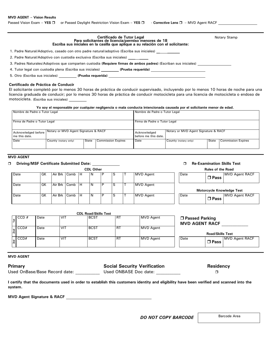 Formulario 40-5122S Solicitud De Licencia / Identificacion De Viaje - Arizona (Spanish), Page 2