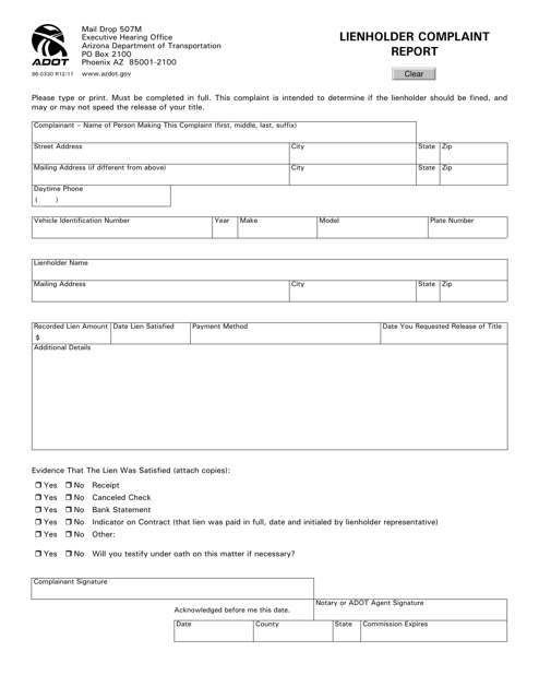 Form 96-0330  Printable Pdf