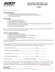 Document preview: Form 56-0107 Authorized Third Party (ATP) Limited Functions Processor - Arizona