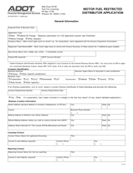 Form 96-0609B Motor Fuel Restricted Distributor Application - Arizona, Page 2