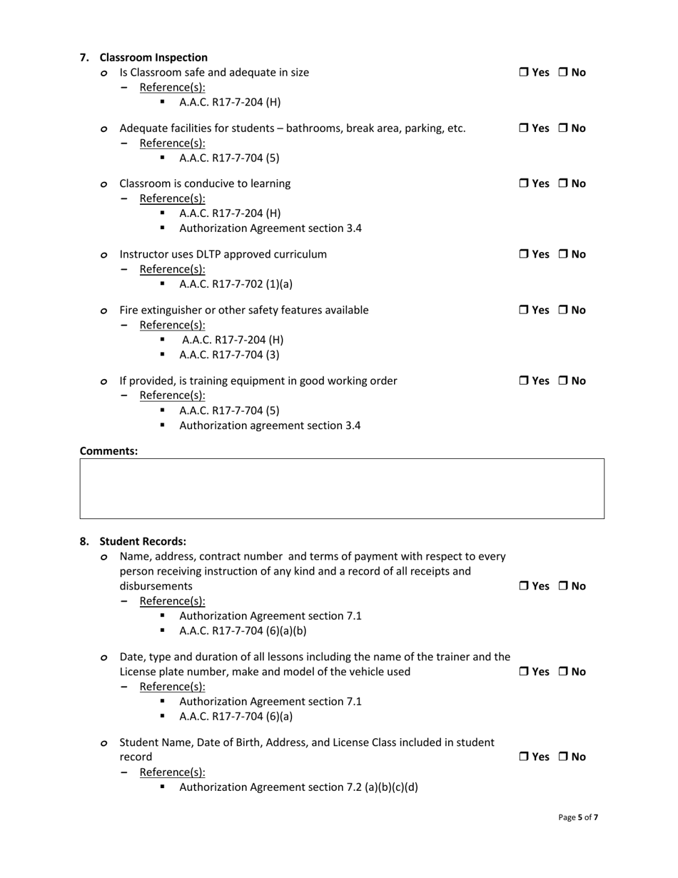 Form 34-6005 Driver License Trainingprovider (Dltp) Checklist - Mvd Compliance Program - Arizona, Page 5