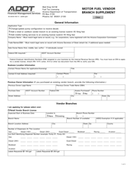 Document preview: Form 96-0609D Motor Fuel Vendor Branch Supplement - Arizona