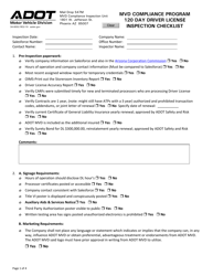 Form 34-6002 120 Day Driver License Inspection Checklist - Mvd Compliance Program - Arizona