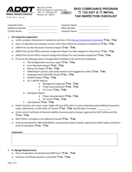 Form 34-6001 120 Day &amp; Initial T&amp;r Inspection Checklist - Mvd Compliance Program - Arizona