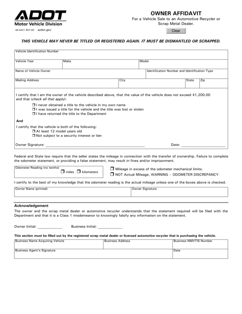 Form 46-4421  Printable Pdf