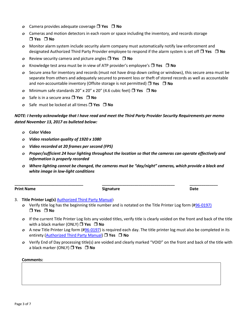 Form 34-6000 Tr - Dl Inspection Checklist - Mvd Compliance Program - Arizona, Page 3