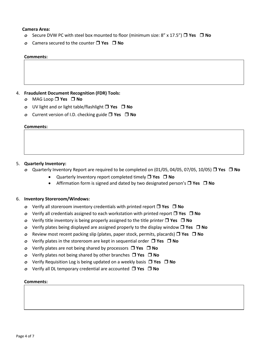Form 34-6000 Tr - Dl Inspection Checklist - Mvd Compliance Program - Arizona, Page 4