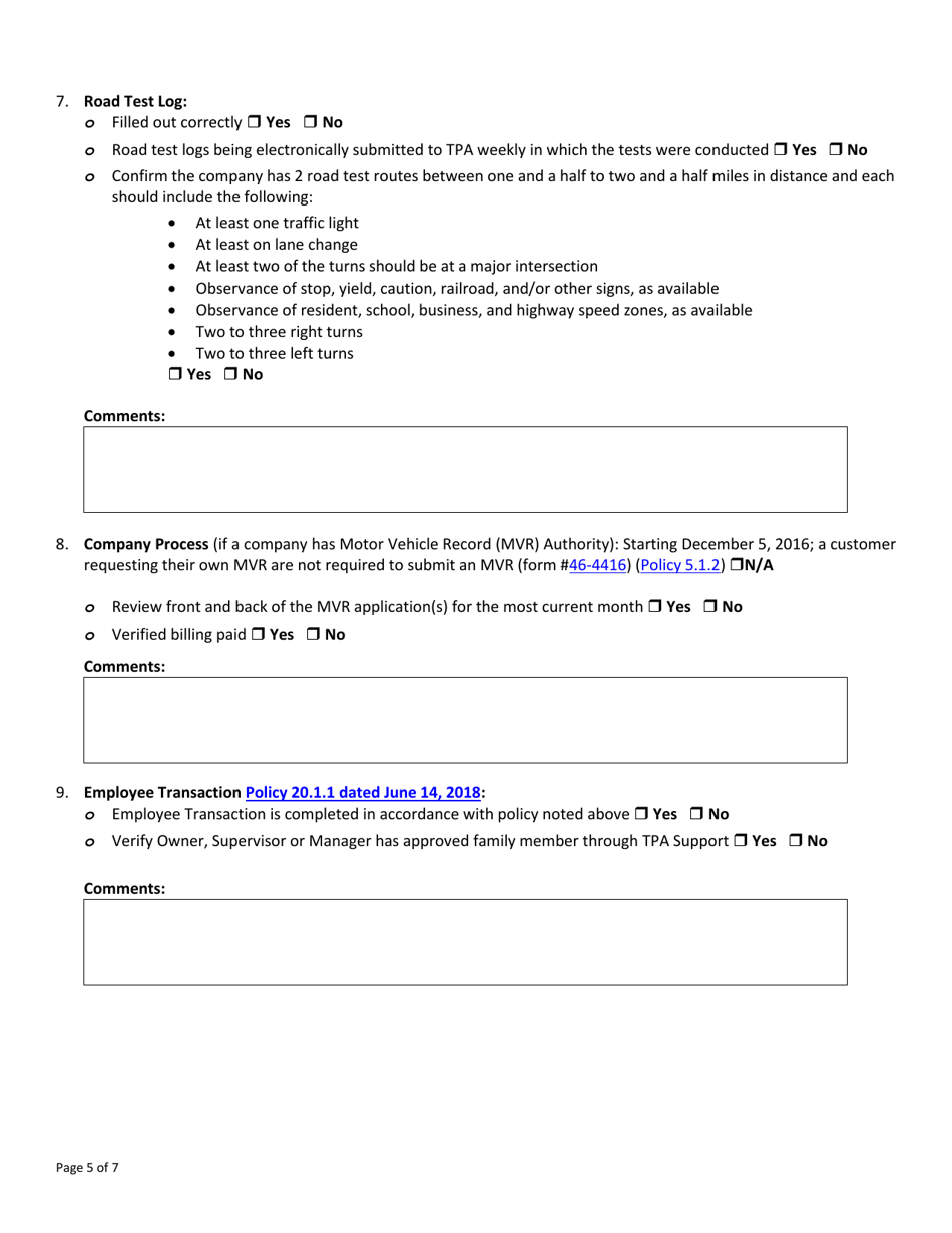Form 34-6000 Tr - Dl Inspection Checklist - Mvd Compliance Program - Arizona, Page 5