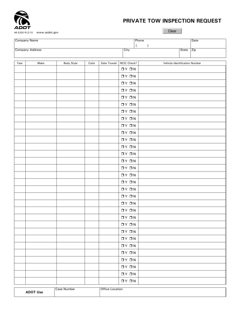 Form 46-5200 Private Tow Inspection Request - Arizona