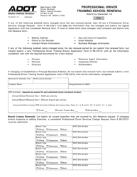 Document preview: Form 96-0456 Professional Driver Training School Renewal - Arizona
