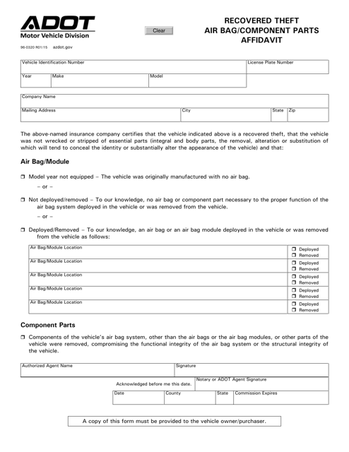 Form 96-0320  Printable Pdf