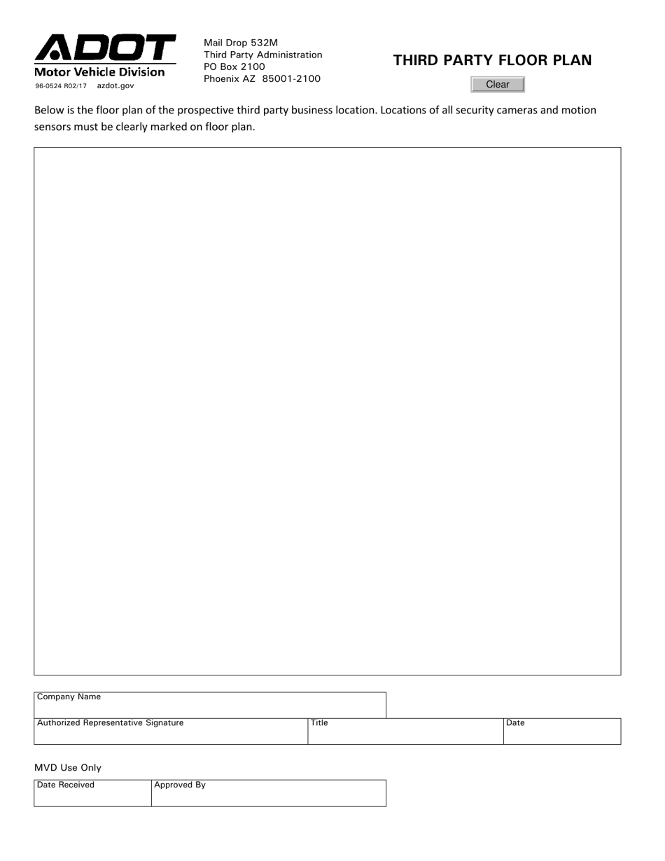 Form 96-0524 Third Party Floor Plan - Arizona, Page 1